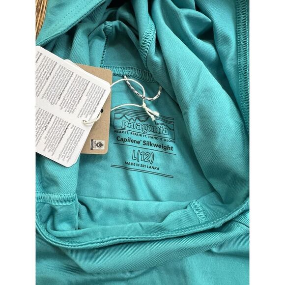 Patagonia Kids' Capilene Cool Silkweight Hoodie Subtidal Blue NWT Size L (12) - Picture 4 of 6